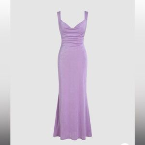 Shein summer light purple long wedding guest dress